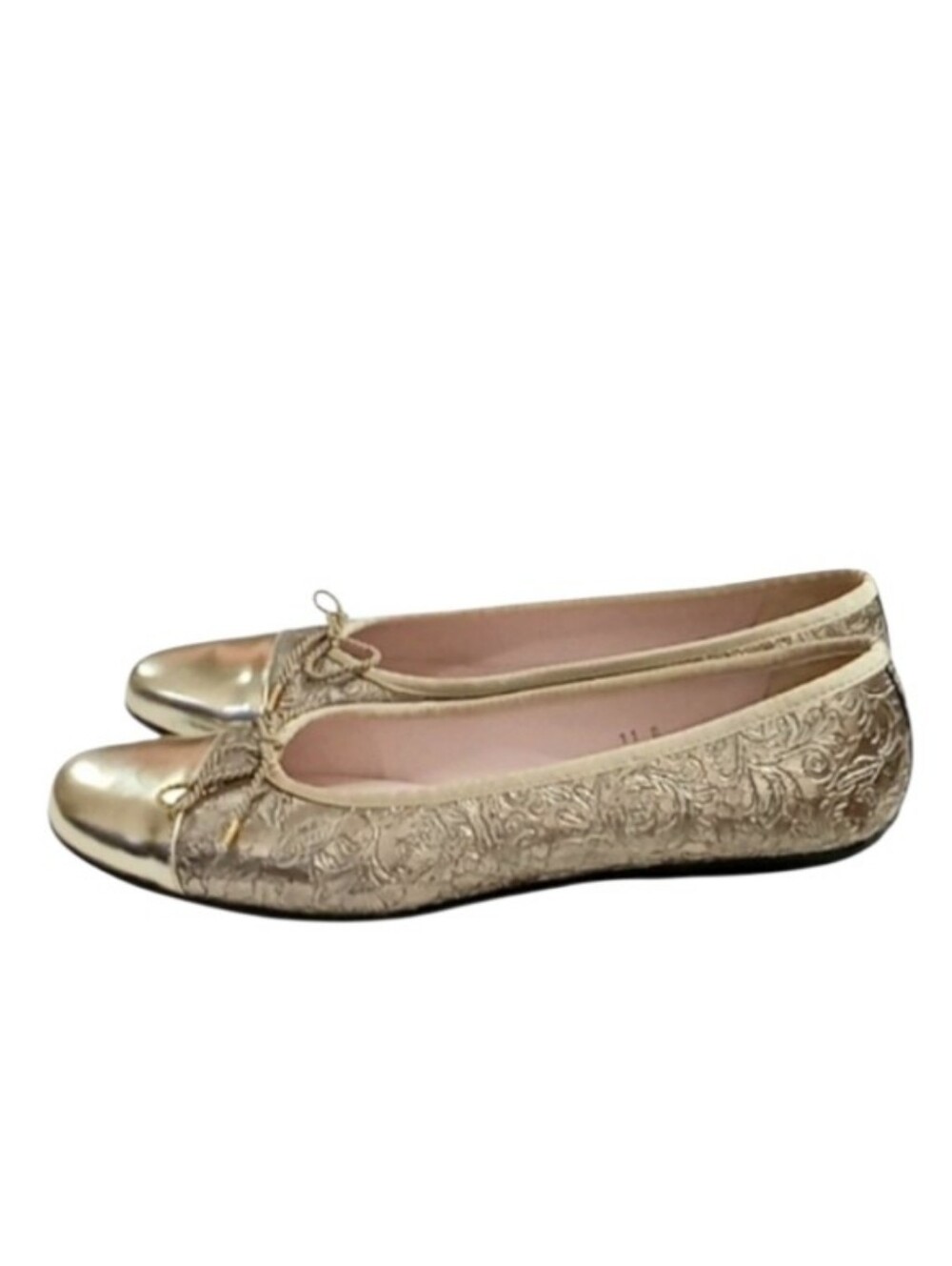 Paul Mayer Attitudes Metallic Gold Embossed Leather Ballet Flats Size 11